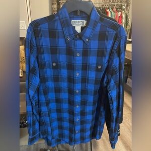 Duluth Trading Company Long Sleeve Flannel Shirt Men’s Medium Blue Black EUC